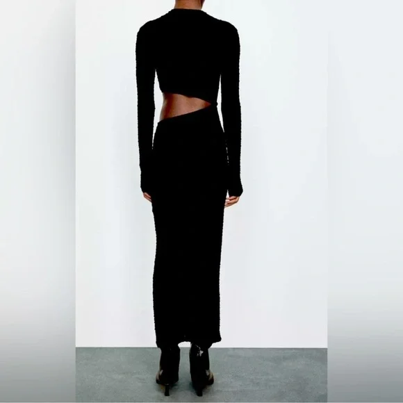 NWT Zara Chic Black Cutout Maxi Dress - Picture 2 of 8